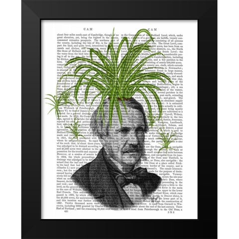 Spider Plant Head Black Modern Wood Framed Art Print by Fab Funky
