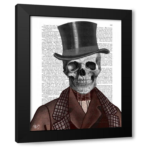 Skeleton Gentleman and Top hat Black Modern Wood Framed Art Print by Fab Funky