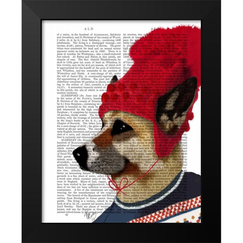 Dog in Ski Sweater Black Modern Wood Framed Art Print by Fab Funky