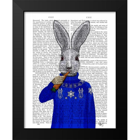Rabbit In Sweater Black Modern Wood Framed Art Print by Fab Funky