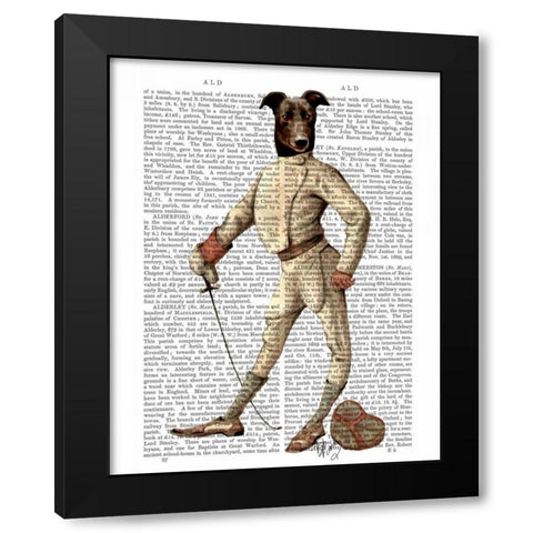 Greyhound Fencer in Cream Full Black Modern Wood Framed Art Print with Double Matting by Fab Funky
