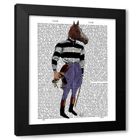 Horse Racing Jockey Full Black Modern Wood Framed Art Print by Fab Funky