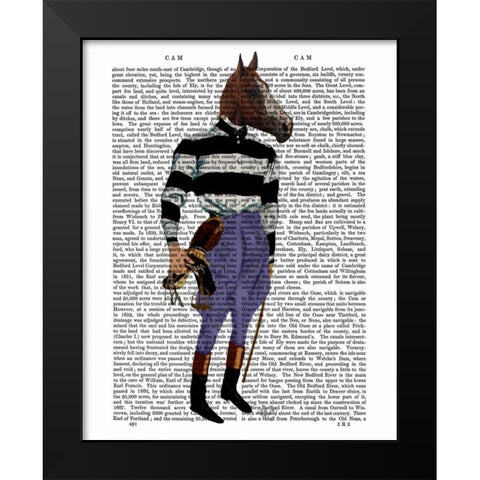 Horse Racing Jockey Full Black Modern Wood Framed Art Print by Fab Funky
