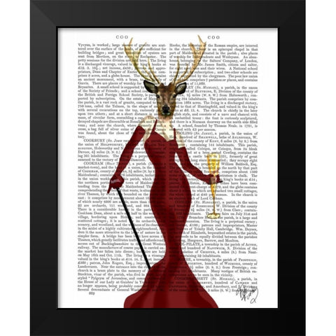 Glamour Deer in Marsala Black Modern Wood Framed Art Print by Fab Funky