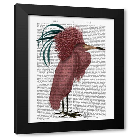 Crested Marsala Bird Black Modern Wood Framed Art Print by Fab Funky