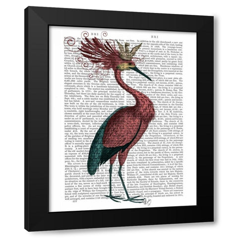 Crowed Marsala Heron Black Modern Wood Framed Art Print with Double Matting by Fab Funky