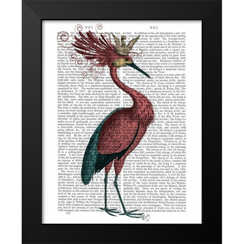 Crowed Marsala Heron Black Modern Wood Framed Art Print by Fab Funky