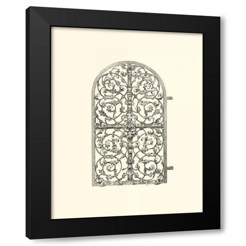 B-W Wrought Iron Gate VII Black Modern Wood Framed Art Print with Double Matting by Unknown