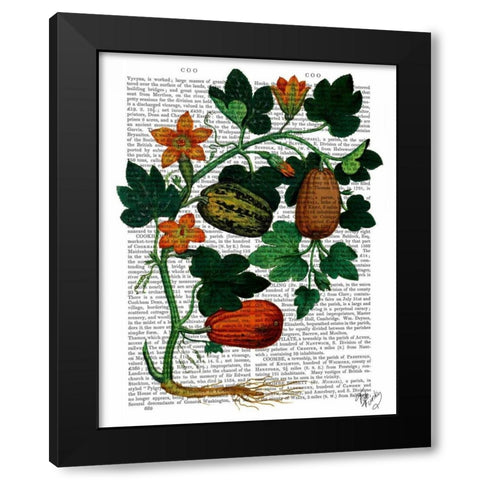 Squash Vine 1 Black Modern Wood Framed Art Print by Fab Funky