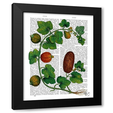 Squash Vine 3 Black Modern Wood Framed Art Print by Fab Funky