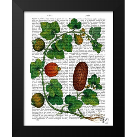 Squash Vine 3 Black Modern Wood Framed Art Print by Fab Funky