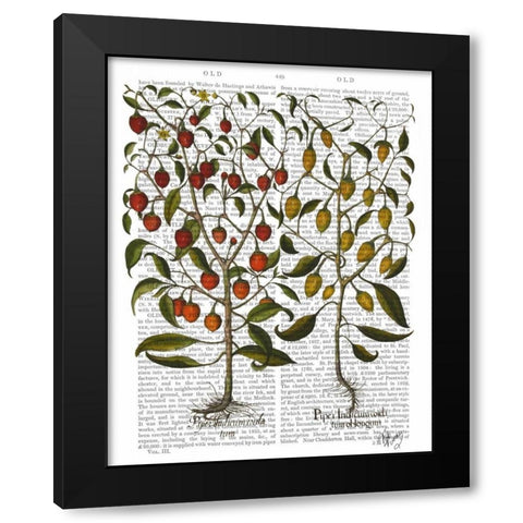 Peppers 1 Black Modern Wood Framed Art Print by Fab Funky