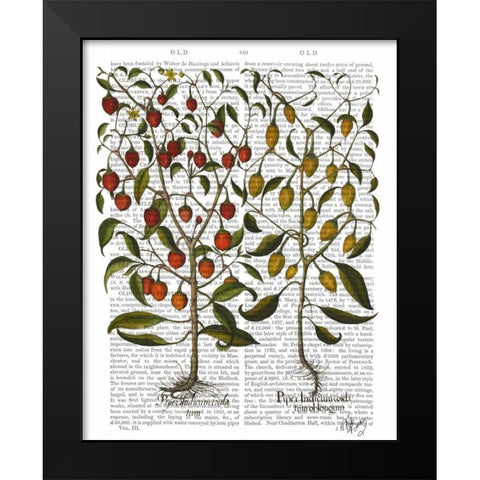 Peppers 1 Black Modern Wood Framed Art Print by Fab Funky