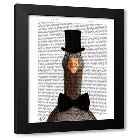 Distinguished Goose Black Modern Wood Framed Art Print by Fab Funky