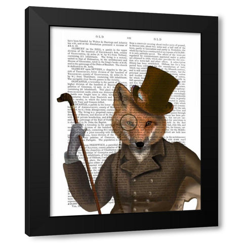 The Bounder Fox Print Black Modern Wood Framed Art Print with Double Matting by Fab Funky