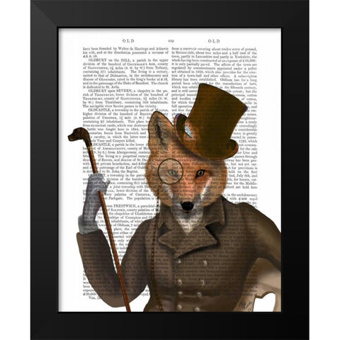 The Bounder Fox Print Black Modern Wood Framed Art Print by Fab Funky