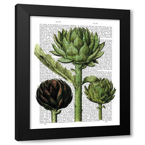Globe Artichoke Print 1 Black Modern Wood Framed Art Print by Fab Funky