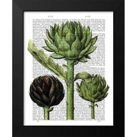Globe Artichoke Print 1 Black Modern Wood Framed Art Print by Fab Funky