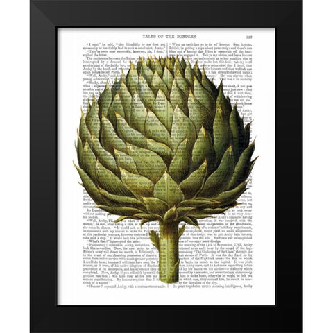 Globe Artichoke Print 2 Black Modern Wood Framed Art Print by Fab Funky