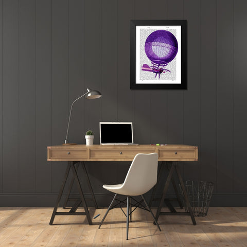 Blanchards Hydrogen (Purple) Hot Air Balloon Black Modern Wood Framed Art Print by Fab Funky