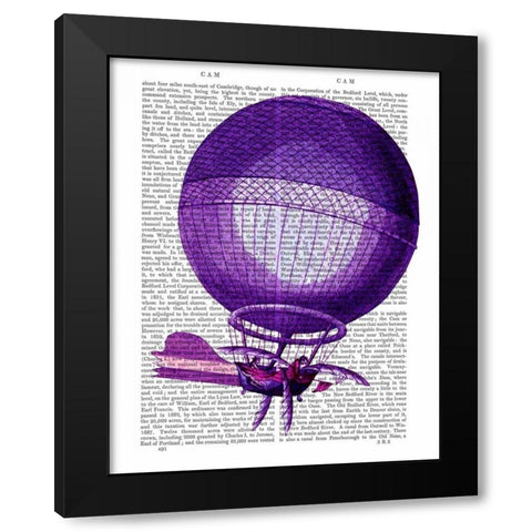 Blanchards Hydrogen (Purple) Hot Air Balloon Black Modern Wood Framed Art Print by Fab Funky
