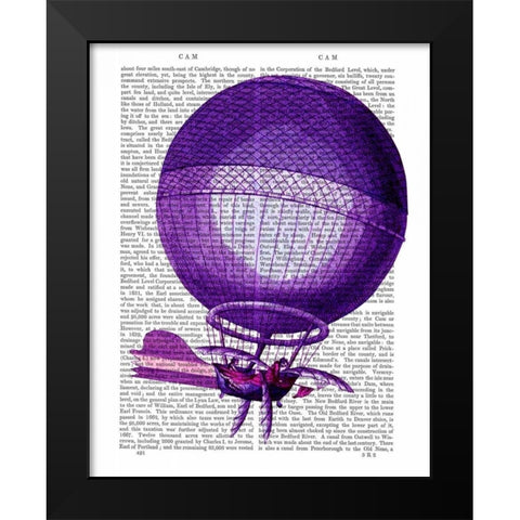 Blanchards Hydrogen (Purple) Hot Air Balloon Black Modern Wood Framed Art Print by Fab Funky