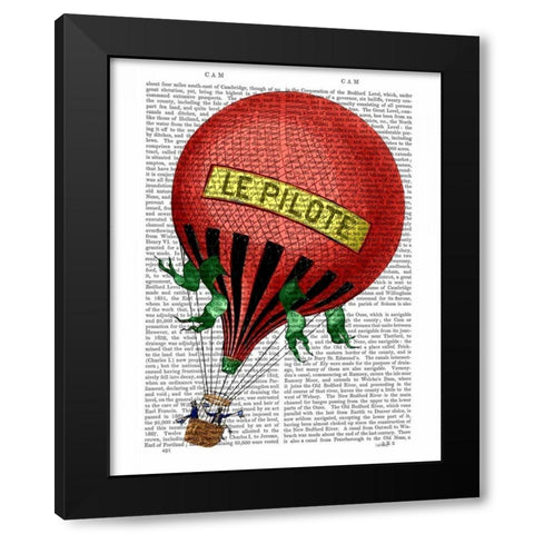 Le Pilote Hot Air Balloon Black Modern Wood Framed Art Print with Double Matting by Fab Funky