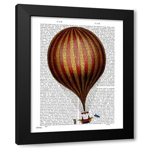 Royal Nassau Balloon Hot Air Balloon Black Modern Wood Framed Art Print with Double Matting by Fab Funky