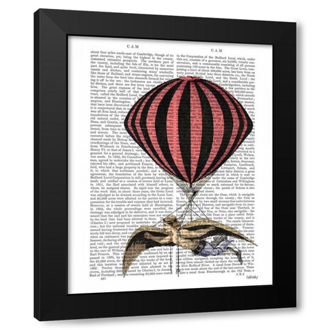 Vintage Flying Machine Black Modern Wood Framed Art Print with Double Matting by Fab Funky