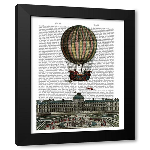 Airship Over City Black Modern Wood Framed Art Print by Fab Funky