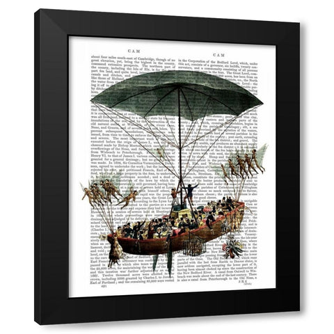 Diligenza And Flying Creatures Black Modern Wood Framed Art Print with Double Matting by Fab Funky