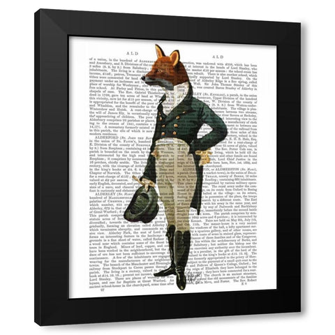 Dandy Fox Full Black Modern Wood Framed Art Print by Fab Funky