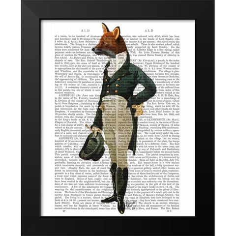 Dandy Fox Full Black Modern Wood Framed Art Print by Fab Funky