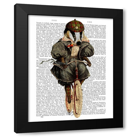 Badger on Vintage Bicycle Black Modern Wood Framed Art Print by Fab Funky
