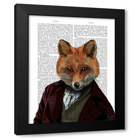 Fox Portrait 2 Black Modern Wood Framed Art Print by Fab Funky