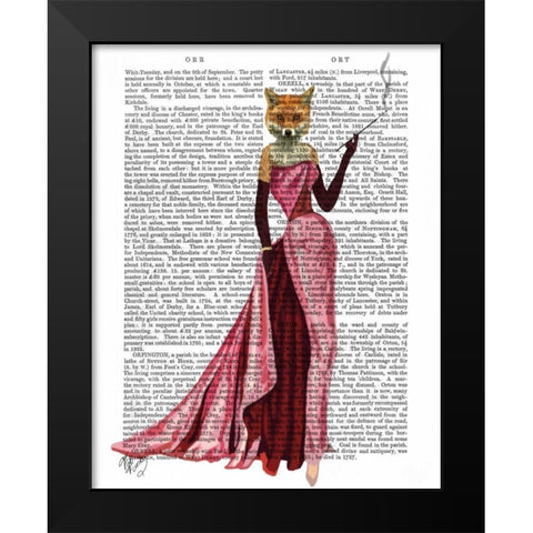 Glamour Fox in Pink Black Modern Wood Framed Art Print by Fab Funky