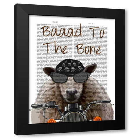 Baaad To the Bone Black Modern Wood Framed Art Print by Fab Funky
