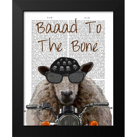 Baaad To the Bone Black Modern Wood Framed Art Print by Fab Funky