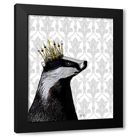 Badger King Black Modern Wood Framed Art Print by Fab Funky