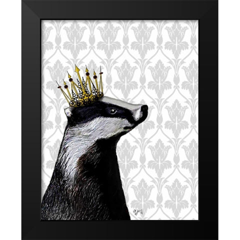 Badger King Black Modern Wood Framed Art Print by Fab Funky