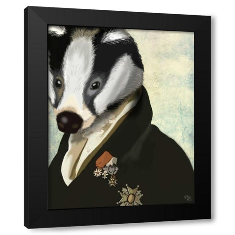 Badger The Hero Black Modern Wood Framed Art Print by Fab Funky