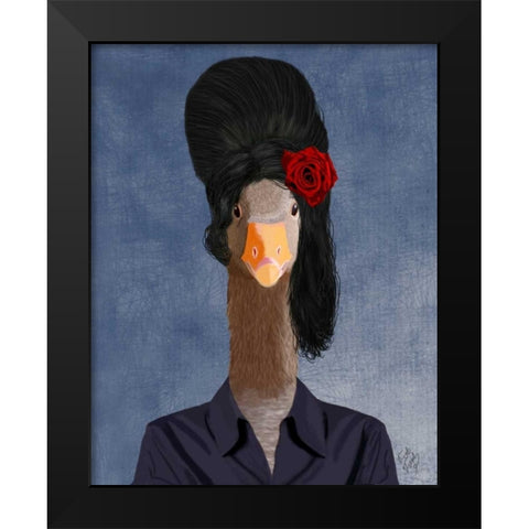 Amy Winehouse Goose Black Modern Wood Framed Art Print by Fab Funky