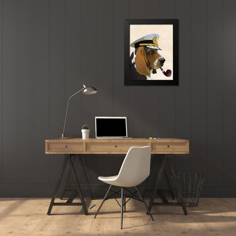 Basset Hound Sea Dog Black Modern Wood Framed Art Print by Fab Funky