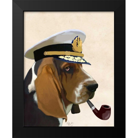 Basset Hound Sea Dog Black Modern Wood Framed Art Print by Fab Funky