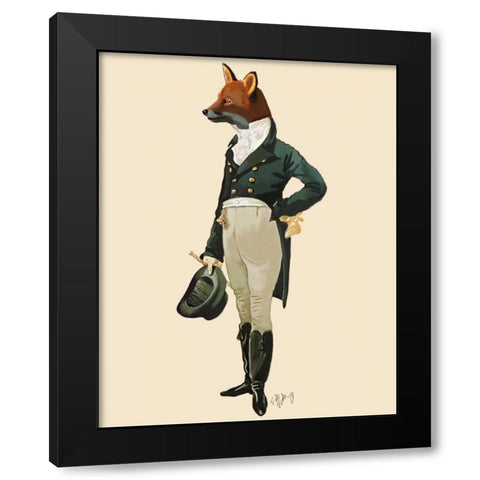Dandy Fox Full Black Modern Wood Framed Art Print by Fab Funky