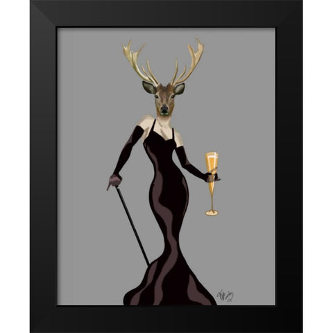 Glamour Deer in Black Black Modern Wood Framed Art Print by Fab Funky