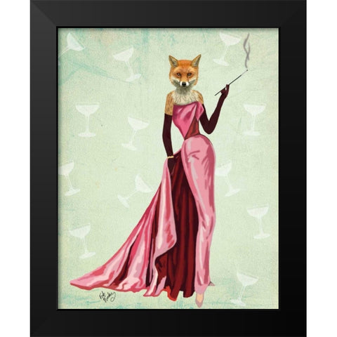 Glamour Fox in Pink Black Modern Wood Framed Art Print by Fab Funky