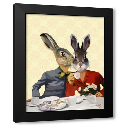 Ladies Gossiping Black Modern Wood Framed Art Print by Fab Funky