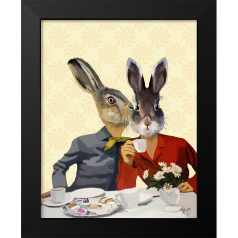 Ladies Gossiping Black Modern Wood Framed Art Print by Fab Funky