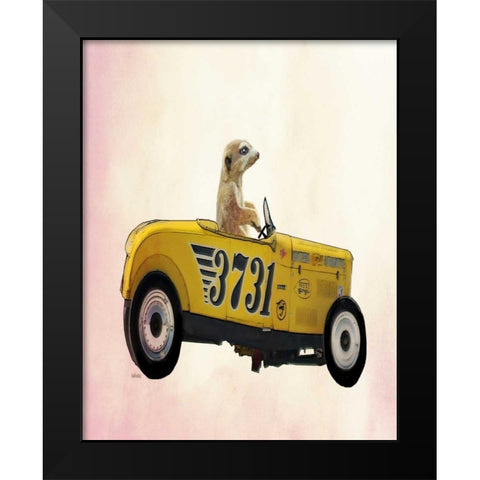 Meerkat in Hot Rod Black Modern Wood Framed Art Print by Fab Funky